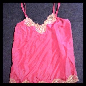 Express pink silk camisole with lace size xs